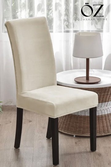 Velvet Chair Cover 1 Piece Cream Color