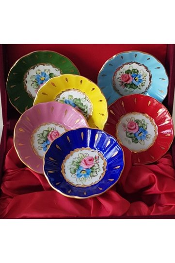 Acem Hand Painted 6-Piece Tea Plate Set