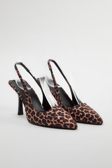 Brown Leopard Printed Balanced Pointed-Toe Women's 8 cm Heeled Shoes TAKSS24TO00018