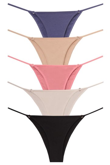 Brazilian Style Cotton Cord Slip with Ring Accessories in the Waist 5-Piece Pack W-101 R14+4