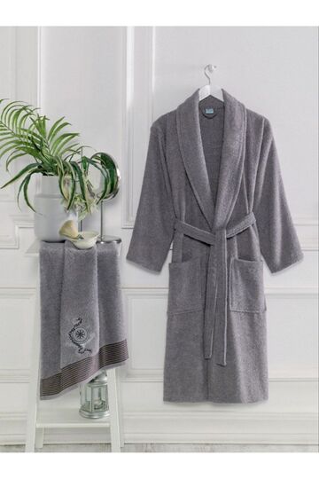 100% Cotton 2-Piece Set Toweled Shawl Robe