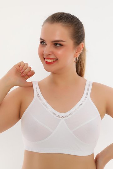 100% Cotton Lace Detailed Elastic Mother's Half Tank Top Lambada Bra 6010