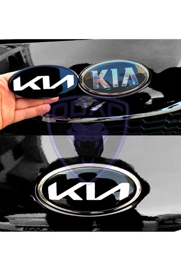 Kia Ceed, Rio, Cerato Special New Written Kia Logo Emblem Set Black White (Front Rear 2 Pieces)
