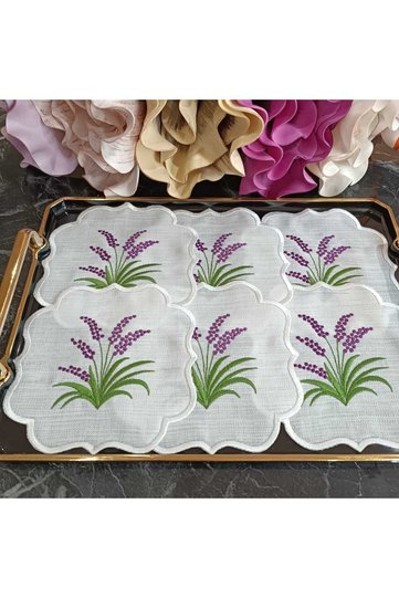 lavender patterned cocktail napkin, coffee side napkin 6 pieces