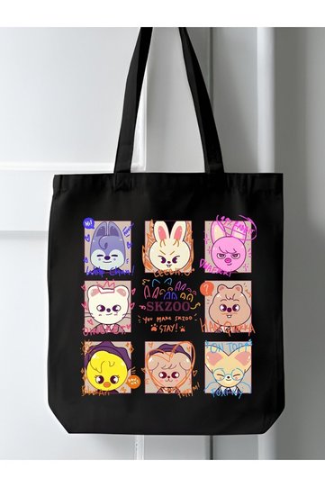 Stray Kids Skzoo Black, Canvas Tote Bag, Cloth Bag, Canvas Bag