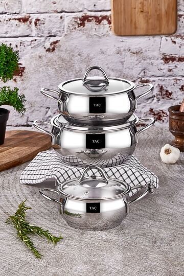 Vitali 6 Piece Steel Pot Set Silver Color
