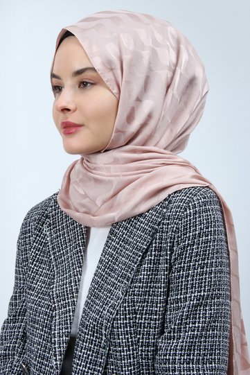 Waterway Pattern Silky Jacquard Shawl High Quality Imported Fabric & Italian Stitching "Powder"