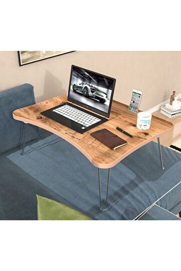 Mobilya Katlanır Laptop Sehpa Çalışma Kahvaltı Masası Atlantik Çam Mdf