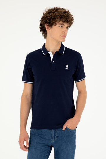 Men's Navy Blue Polo Neck T-Shirt