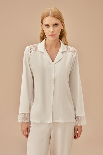 Pansy Lace Shirt Collar Pajama Set