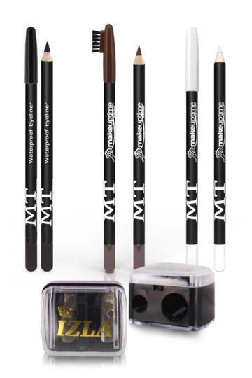 Set of 4 Black Eye Pencil + White Eye Pencil + Brown Eyebrow Pencil + Watch Opener