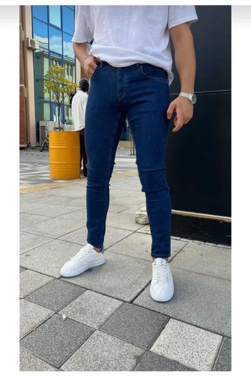 Dark Blue Lycra Slim Fit Men's Jeans