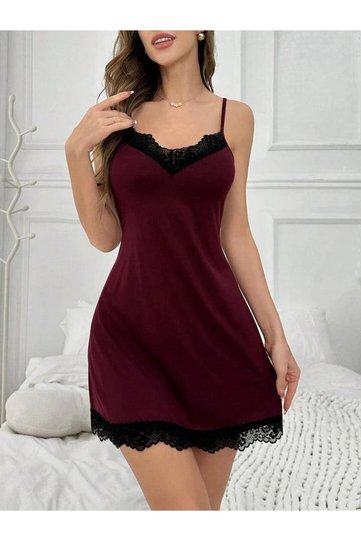 Bordo Gecelik Viscon Lace Mey