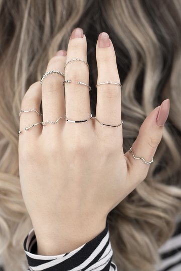 Ring Set Silver Color 10 Pieces 0029