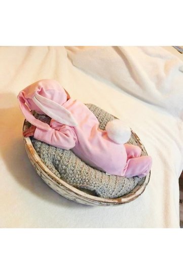 Newborn Baby Girl Rabbit Jumpsuit Hospital Release Cotton Newborn Baby Jumpsuit Set Pink