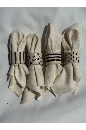 Handmade Ceramic Napkin Ring / Ring Set of 4