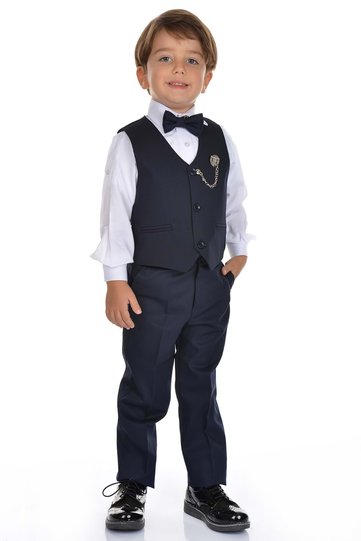 Vest Tuxedo Boy's Suit Mnk0273 Dark Blue