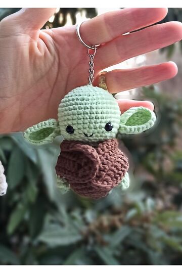 Yoda Keychain - Handmade Amigurumi Knitted Keychain, Bag Ornament Cute and Original Designs