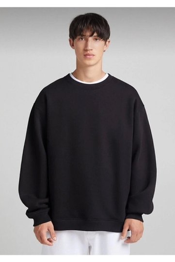 LUNAVISITA Cotton Unisex Oversize Basic Crew Neck Sweatshirt