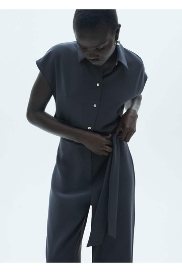 Long Jumpsuit with Tie Detail