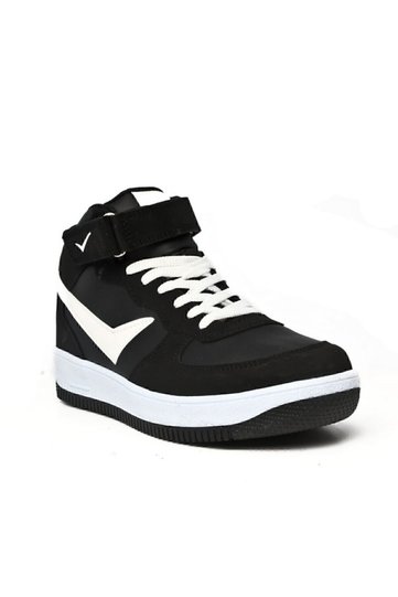 Unisex Black High Top Velcro Non-Slip Sole Shoes