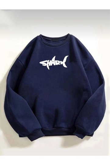 Unisex Shark Printed Oversize Sweatshirt