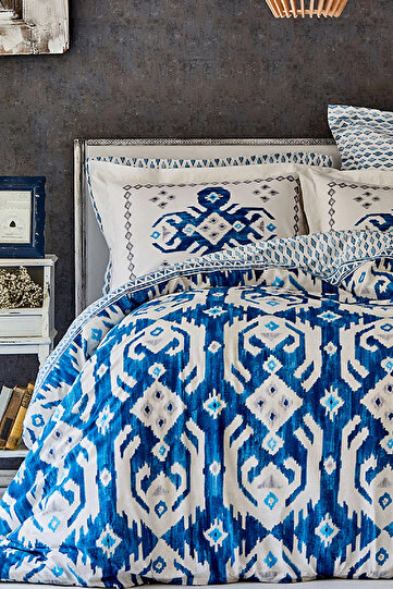 Neos Blue %100 Cotton Double Duvet Cover Set