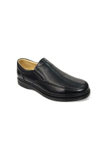 Genuine Leather Orthopedic Flat Sole Comfortable Daily Black Laceless Classic Winter Men's Shoes