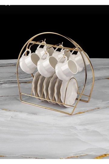 METALAY Cup and Mug Cup Hanger - Decorative 6-Chamber Gold Cup Holder Hanger GOLDFINCANASKI