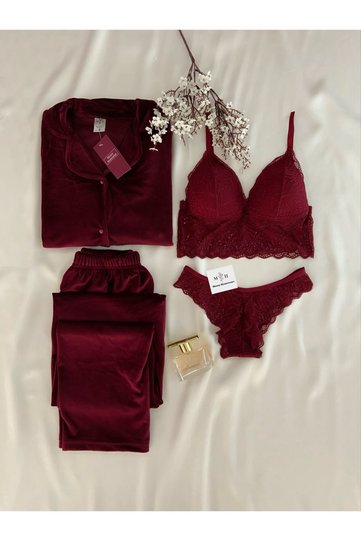 4 Kylie Velvet Pajama Underwear Set