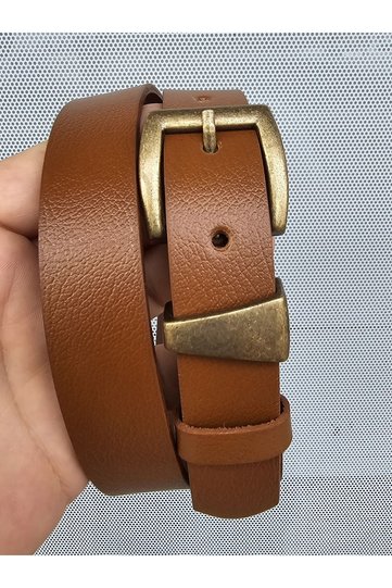 100% Genuine Leather Antique Coated Buckle Tan Belt