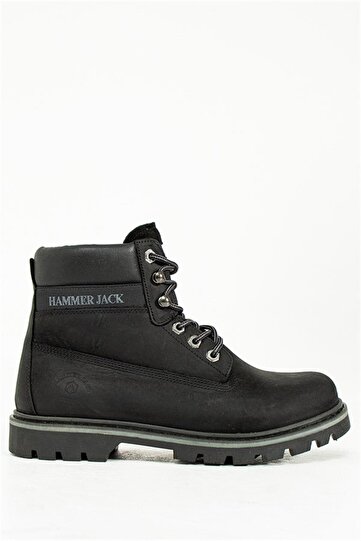 Genuine Leather Black Nubuck Men's Boots