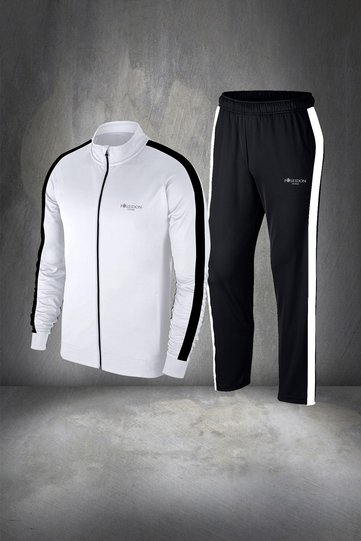 Plus Size Men's White Custom Supra Combed Cotton Stylish and Classy Tracksuit Set 4Xl-10Xl