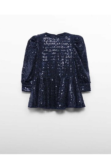 Winter Girl's Glitter Dress - Navy