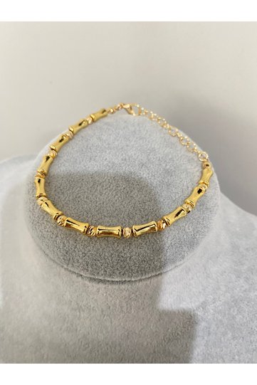 Serenay Dorika Gold Cylinder Bamboo Bracelet (Dorika Gold Bracelet)