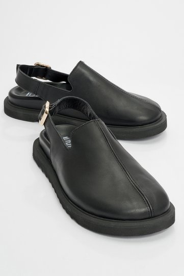 LABY Black Genuine Leather Women's Sandals