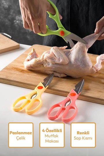 8-Function Magic Scissors Kitchen Type Vegetable Chicken Cutter Nut Crusher Bottle Opener Assorti