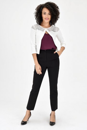 Bolero Capri Sleeve Lace Detailed Stylish Office Cardigan - Cream