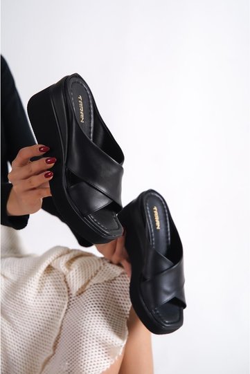 Women's Stylish Comfortable Wedge Heel Cross-Detail Slipper Emma