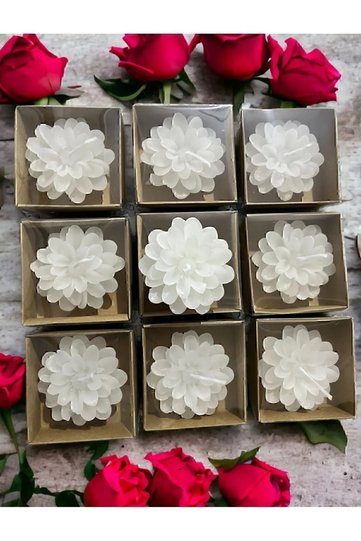 12 Pieces Kraft Boxed Lotus Flower Candle, Engagement, Wedding, Circumcision, Promise, Henna, Birthday