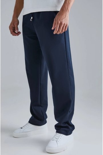 Black Loose Baggy Cut Straight Unisex Stretchy Tracksuit