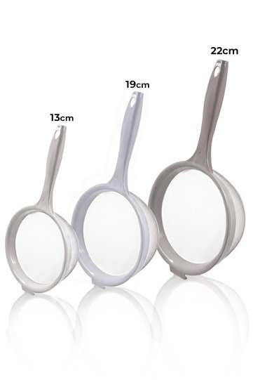 Professional 3 Sizes Fine Wire Strainer Set 22Cm-19Cm-13Cm - 3-Piece Strainer-Can Be Attached to a Pot- Colander