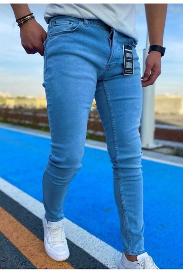 Men's Blue Straight Classic Relaxed Cut Regular Fit Lycra Denim Jeans