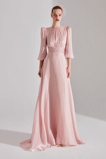 POLINA Powder Puff Sleeve Flared Dress