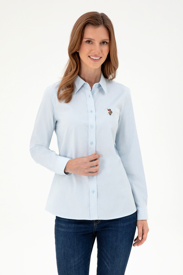 Women's Light Blue Long Sleeve Basic Shirt 50295710 -Vr003