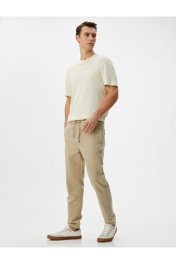 Jogger Pants with Pocket Detail and Lace Waist Cotton