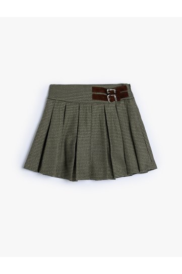 Pleated Skirt with Buckle Detail