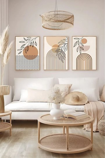 Abstract 3-Piece Set Boho Decorative MDF Wall Art