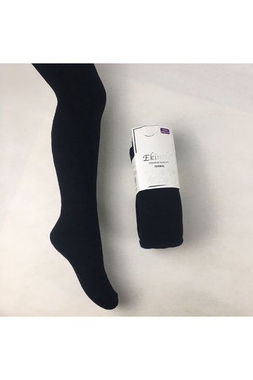 Black Winter Towel Thermal Plain Pantyhose School Socks