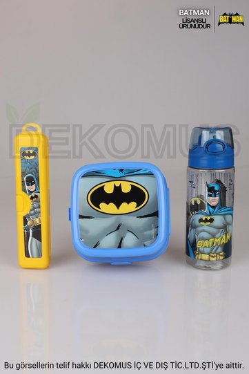 New Season Licensed Batman Food Set, Nutrition Bowl, Toothbrush Box and Tritan Bottle 3-Piece Set